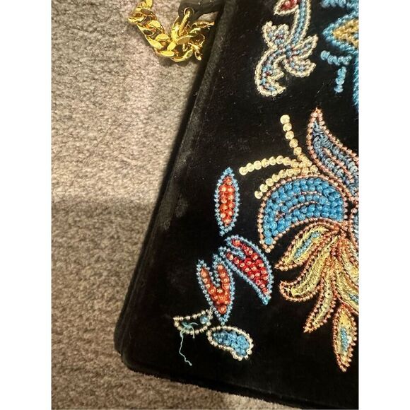 Saint Laurent Velvet Beaded Kate Floral Embroidered Shoulder Chain Bag - Authent - Picture 7 of 12